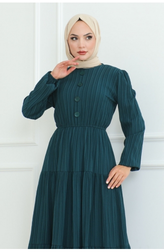 Button Detailed Crinkle Fabric 9005-02 Petrol 9005-02