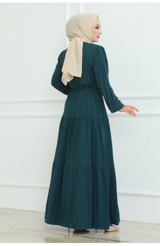Button Detailed Crinkle Fabric 9005-02 Petrol 9005-02
