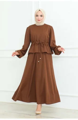 Ensemble Hijab Avec Jupe 2088-02 Brun 2088-02