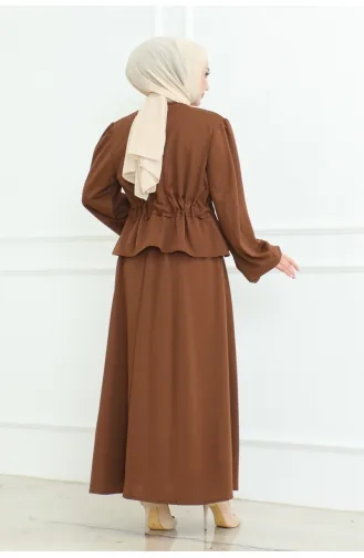 Ensemble Hijab Avec Jupe 2088-02 Brun 2088-02