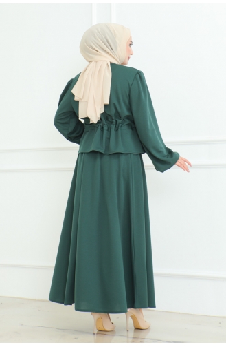 Ensemble Hijab Avec Jupe 2088-04 Vert Emeraude 2088-04