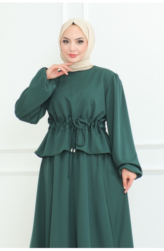 Ensemble Hijab Avec Jupe 2088-04 Vert Emeraude 2088-04