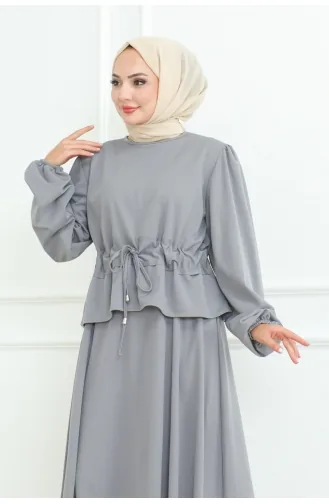 Skirted Hijab Suit 2088-06 Gray 2088-06