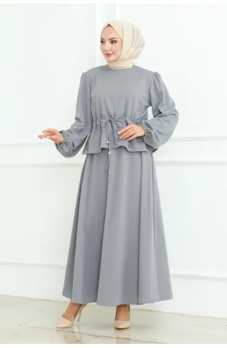 Skirted Hijab Suit 2088-06 Gray 2088-06