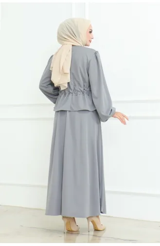 Skirted Hijab Suit 2088-06 Gray 2088-06