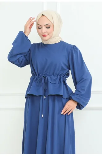 Ensemble Hijab Avec Jupe 2088-07 Indigo 2088-07