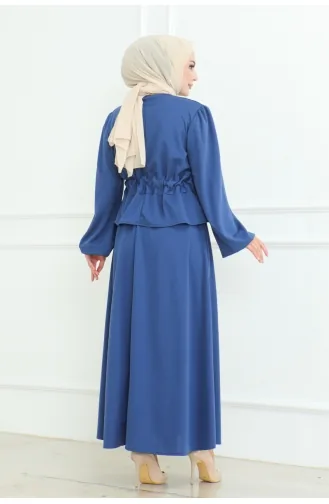 Ensemble Hijab Avec Jupe 2088-07 Indigo 2088-07