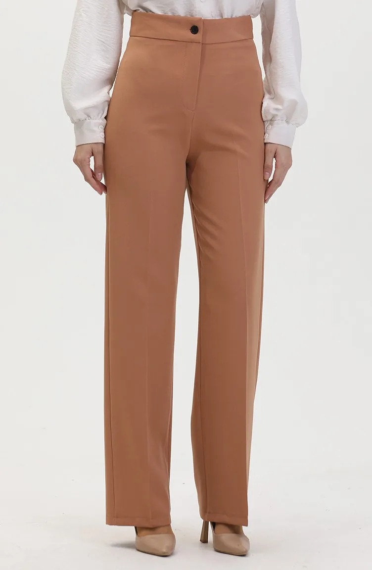 Buttoned wide Leg Trousers 8013-03 Camel 8013-03