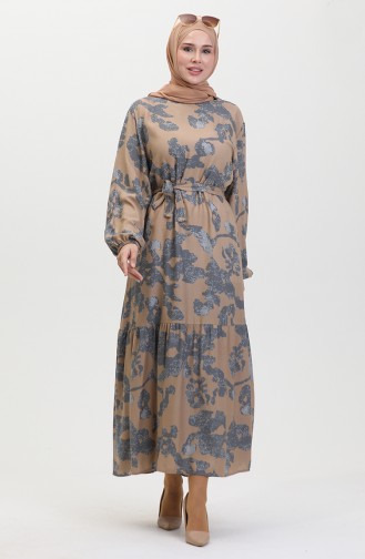 Jurk Met Plooitjes En Patroon 0451-03 Grijs 0451-03