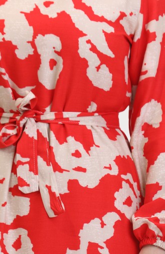 Robe à Motifs Ourlet Fronce 0451-07 Rouge 0451-07