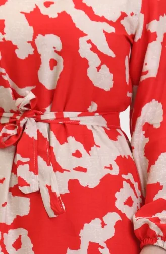 Robe à Motifs Ourlet Fronce 0451-07 Rouge 0451-07