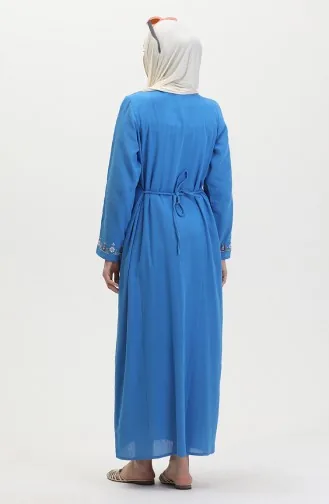 Robe Brodée En Tissu Şile 0074-07 Bleu 0074-07