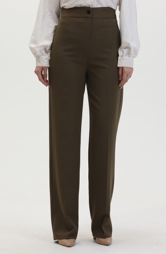 Buttoned wide Leg Trousers 8013-06 Khaki Green 8013-06
