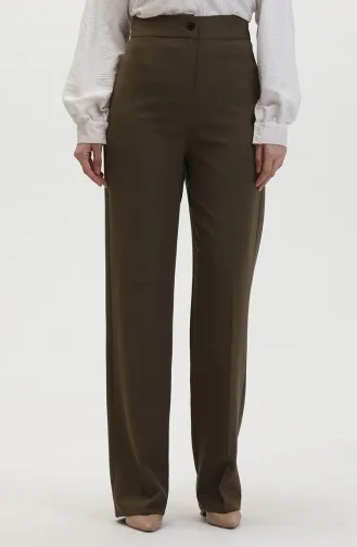 Buttoned wide Leg Trousers 8013-06 Khaki Green 8013-06