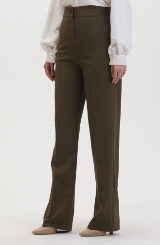 Buttoned wide Leg Trousers 8013-06 Khaki Green 8013-06