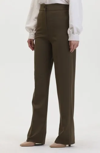 Buttoned wide Leg Trousers 8013-06 Khaki Green 8013-06