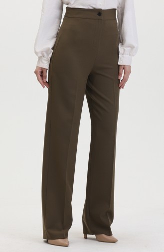 Buttoned wide Leg Trousers 8013-06 Khaki Green 8013-06
