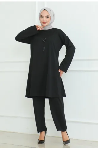 بدلة مزدوجة مقاسات كبيرة 0093-01 لون أسود 0093-01
