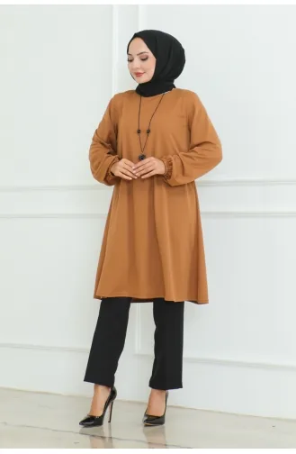 Oversize Crepe Tunic 0092-02 Tan 0092-02