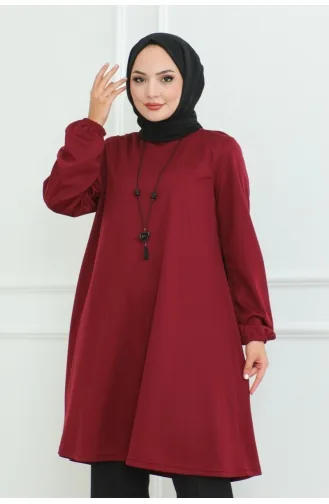 تونيك كريب بتصميم واسع 0092-03 لون خمري 0092-03