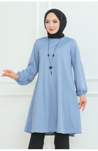 تونيك كريب بتصميم واسع 0092-04 لون أزرق فاتح 0092-04