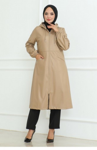 Casquette Détaillée En Cuir Beige 19213 15285