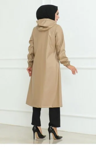 Casquette Détaillée En Cuir Beige 19213 15285