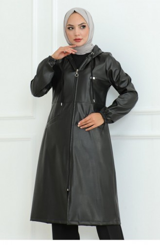 Lederdetaillierte Kappe Schwarz 19213 15286