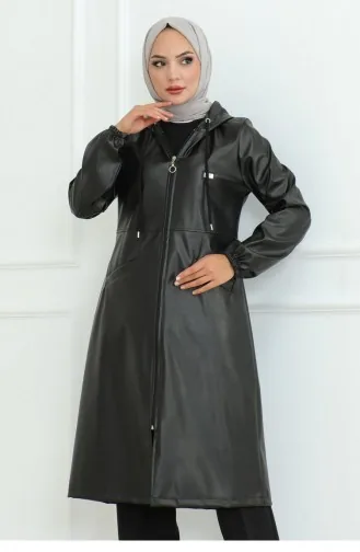 Lederdetaillierte Kappe Schwarz 19213 15286