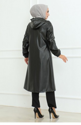 Lederdetaillierte Kappe Schwarz 19213 15286