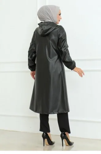 Lederdetaillierte Kappe Schwarz 19213 15286