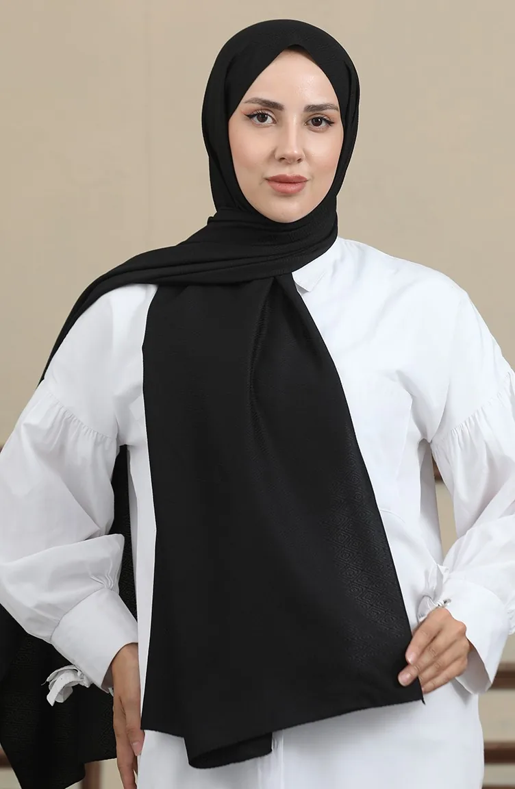 Madame Mary Baklava Jacquard Shawl 19087-01 Black 19087-01