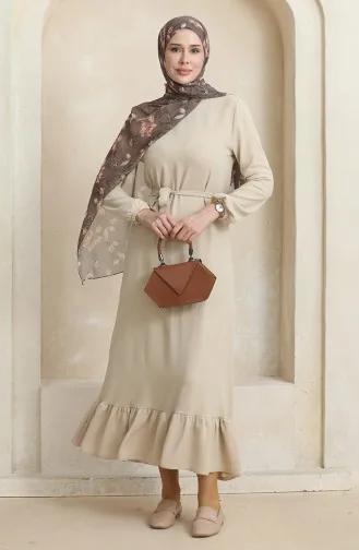 فستان سادة بحزام 1015-02 فيزون 1015-02