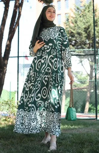 Viscose-jurk Met Patroon 81875-03 Kaki 81875-03