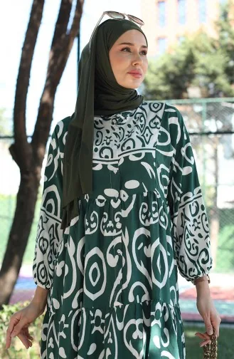 Viscose-jurk Met Patroon 81875-03 Kaki 81875-03