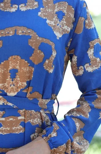 Viscose-jurk Met Patroon 81872A-03 Indigo 81872A-03