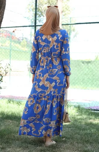 Viscose-jurk Met Patroon 81872A-03 Indigo 81872A-03