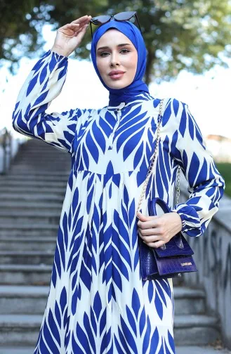 Gemustertes Viskosekleid 81880-02 Indigo 81880-02