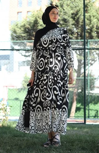 Viscose-jurk Met Patroon 81875-01 Zwart 81875-01