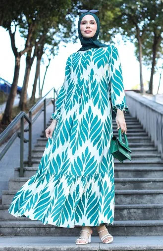 Viscose-jurk Met Patroon 81880-01 Groen 81880-01