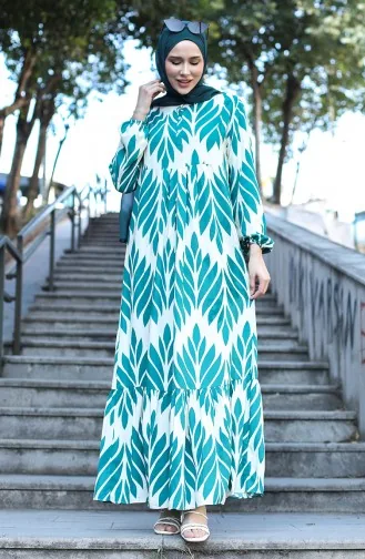 Viscose-jurk Met Patroon 81880-01 Groen 81880-01