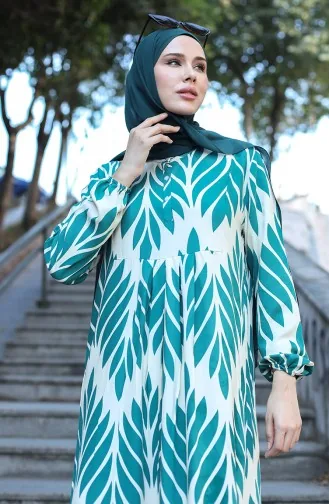 Viscose-jurk Met Patroon 81880-01 Groen 81880-01