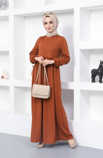 Pleated Dress 0666-11 Tan 0666-11
