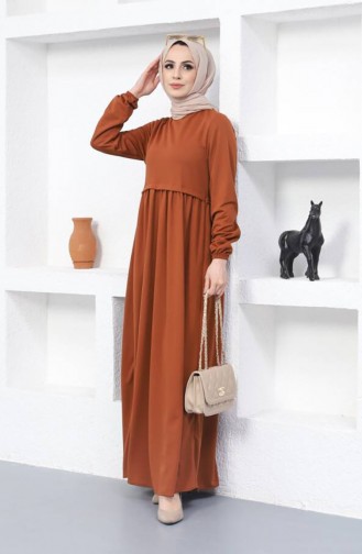 Pleated Dress 0666-11 Tan 0666-11