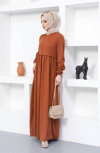 Pleated Dress 0666-11 Tan 0666-11