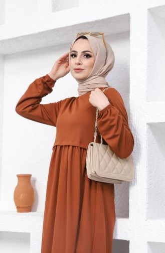 Pleated Dress 0666-11 Tan 0666-11