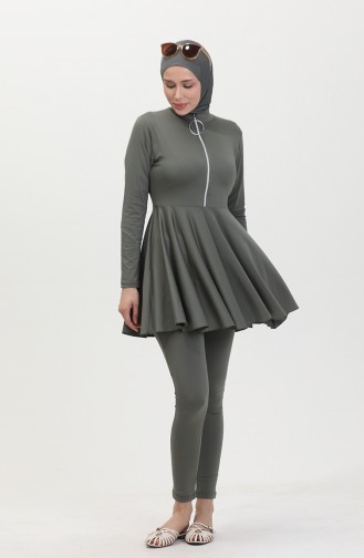 Maillot De Bain Hijab A Fermeture 22659-03 Khaki 22659-03