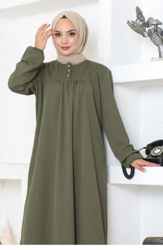 2085Mg Robe Hijab Sportkleid Khaki 17155