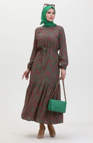 Colorful Viscose Dress 0450-01 Fuchsia Green 0450-01