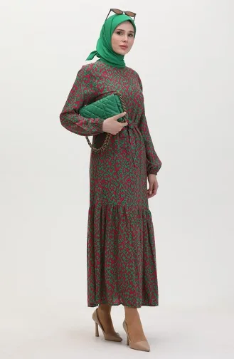 Colorful Viscose Dress 0450-01 Fuchsia Green 0450-01